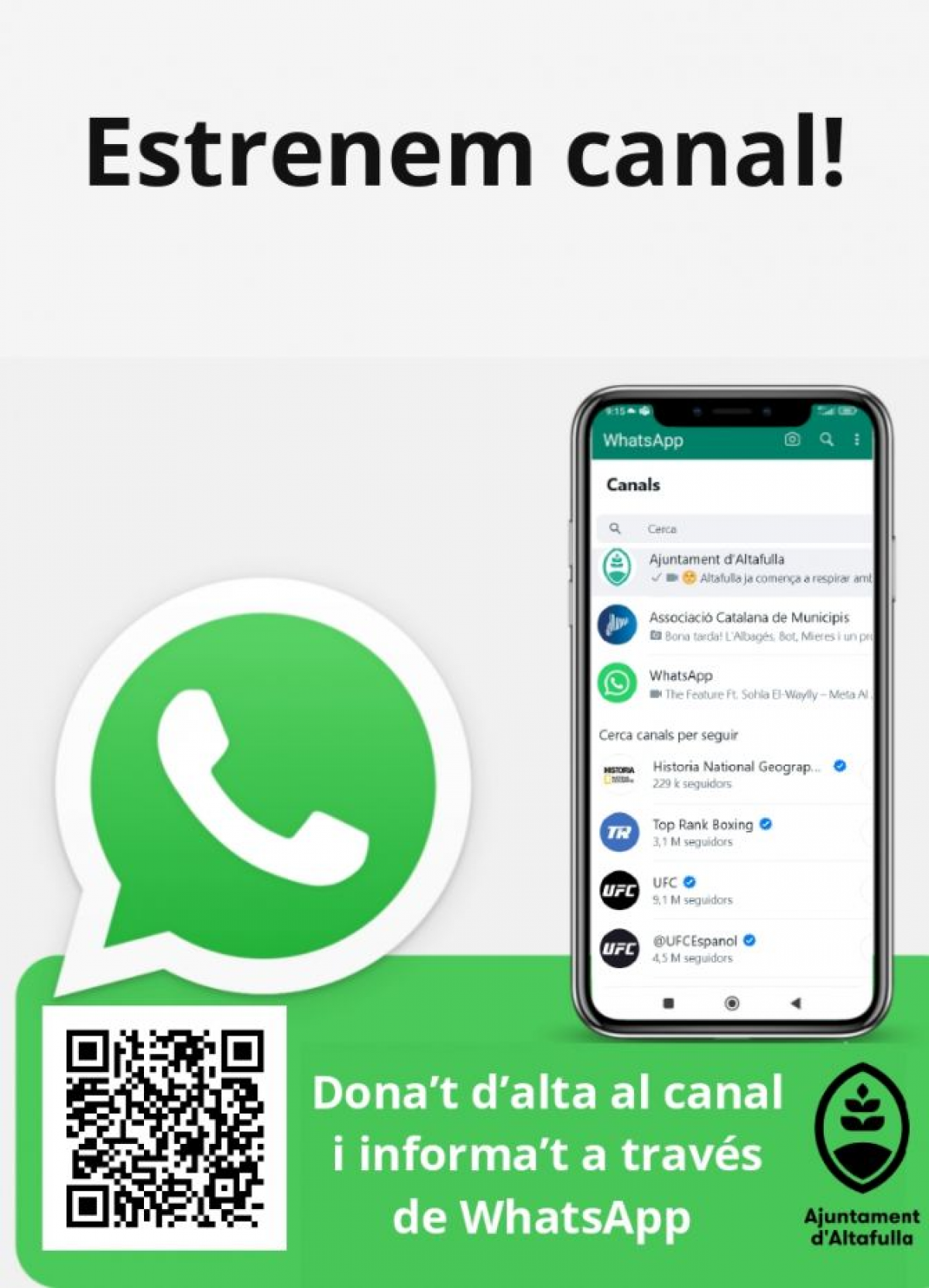 L'Ajuntament d'Altafulla estrena un nou canal de WhatsApp